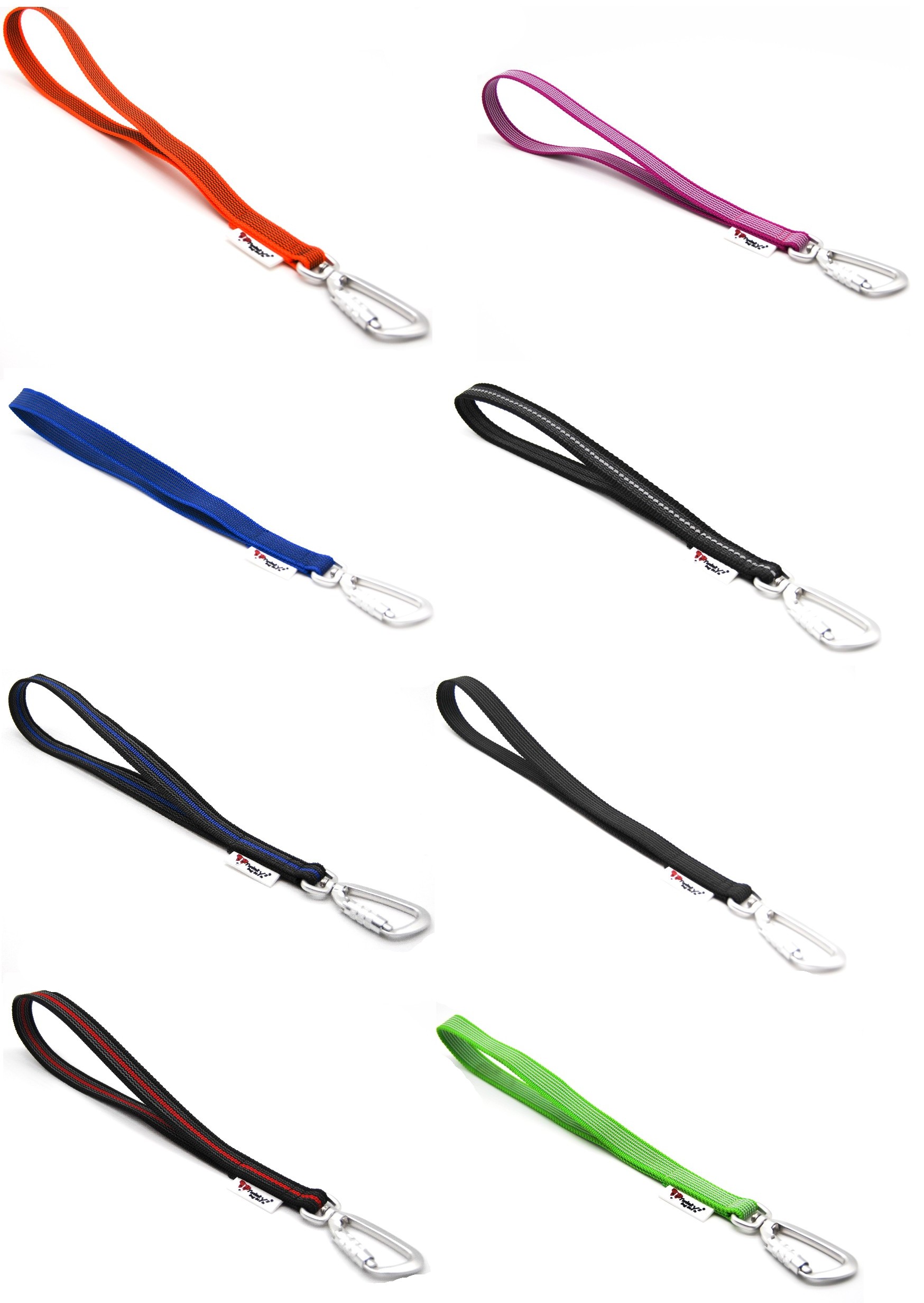 Kurzführer Hundeleine Handschlaufe mit Sicherheitskarabiner gummiert 20 mm breit 35 cm lang verschiedene Farben